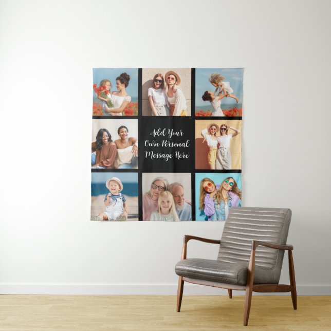 Create Your Own 8 Photo Collage Add Your Greeting Tapestry (In Situ)