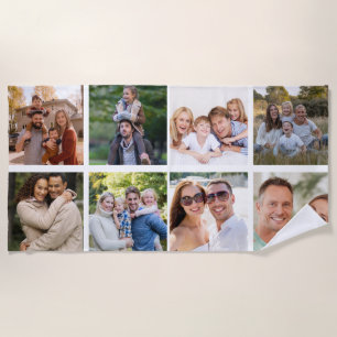 Create your Own 8 Photo Collage Beach Towel