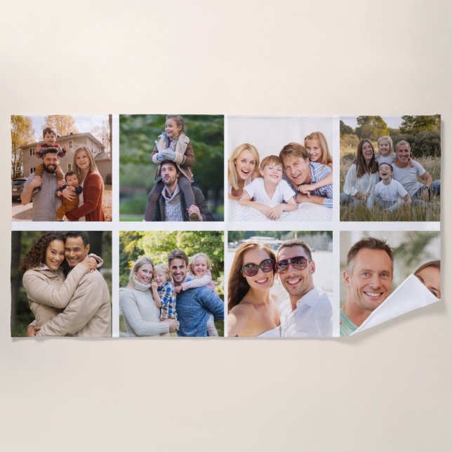 Create your Own 8 Photo Collage  Beach Towel (Front)