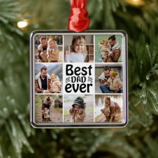 Create Your Own 8 Photo Collage Best Dad Ever  Metal Ornament