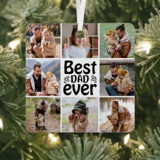 Create Your Own 8 Photo Collage Best Dad Ever Metal Tree Decoration