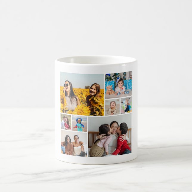 Create Your Own 8 Photo Collage Coffee Mug (Center)