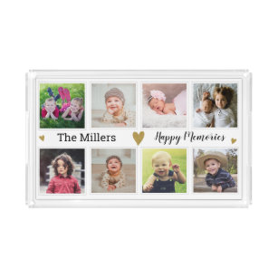 Create Your Own 8 Photo Collage Family Name Acrylic Tray