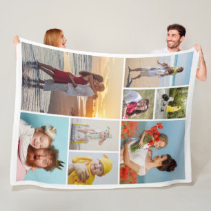 Create Your Own 8 Photo Collage Fleece Blanket