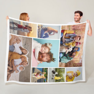 Create Your Own 8 Photo Collage Fleece Blanket