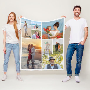 Create Your Own 8 Photo Collage Fleece Blanket