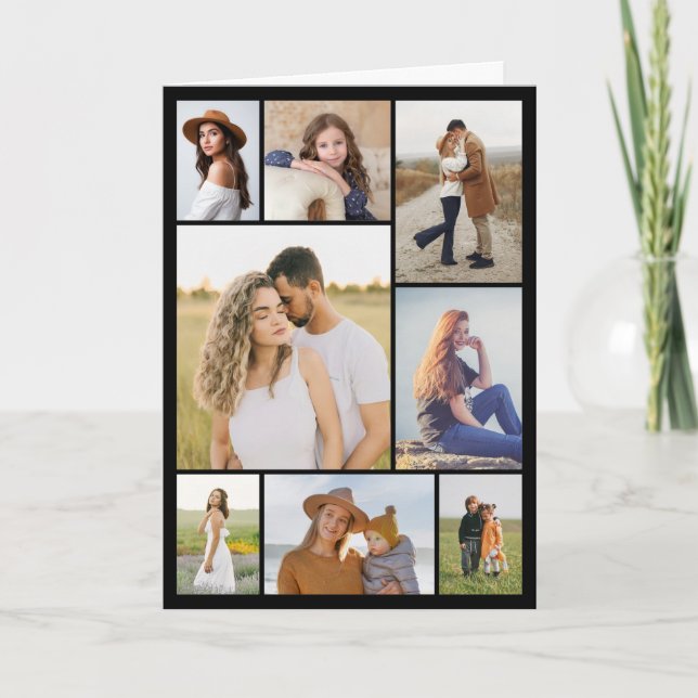 Create Your Own 8 Photo Collage Folded  Note Card (Front)