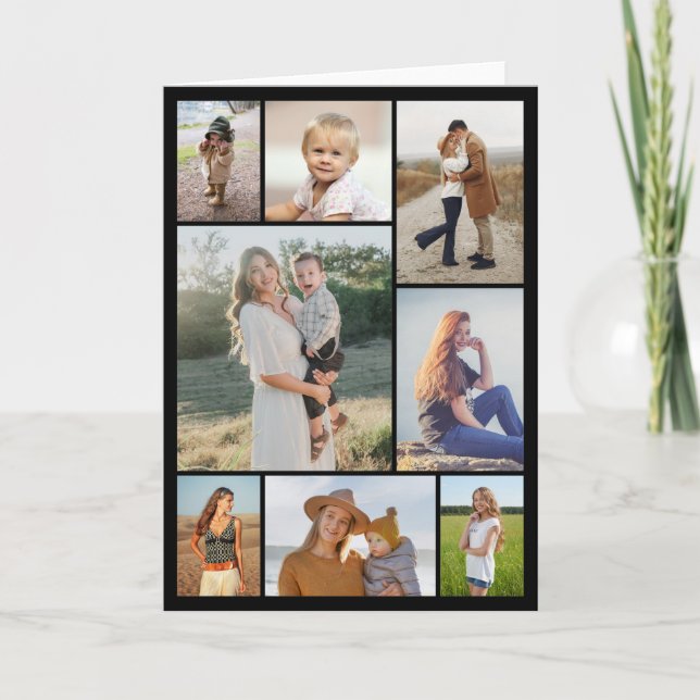 Create Your Own 8 Photo Collage Folded  Note Card (Front)