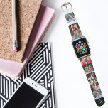 Create Your Own 8 Photo Collage Gold Monogrammed Apple Watch Band<br><div class="desc">Create your own custom, personalised, quality faux leather (microfiber), designed to last, handcrafted, elegant faux gold typography script monogrammed, 8 photo collage template faux gold and white Apple watch band, with its surface bonded with a UV ink that helps prevent discoloration. To personalise, simply type your monogram / initials, and...</div>