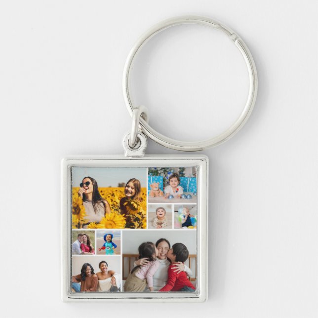 Create Your Own 8 Photo Collage Key Ring (Front)