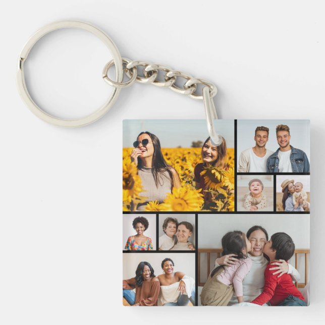 Create Your Own 8 Photo Collage Key Ring (Front)