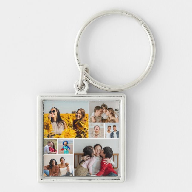 Create Your Own 8 Photo Collage Key Ring (Front)