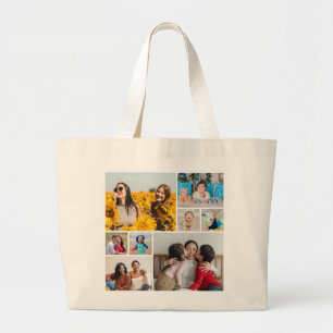 Create Your Own 8 Photo Collage Large Tote Bag