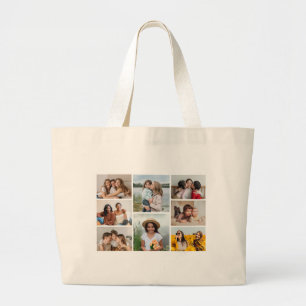 Create Your Own 8 Photo Collage Large Tote Bag