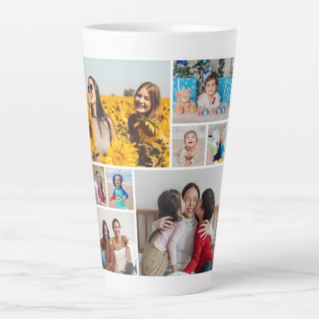Create Your Own 8 Photo Collage Latte Mug (Front)