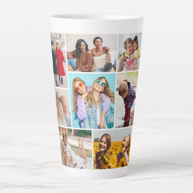 Create Your Own 8 Photo Collage Latte Mug (Front)