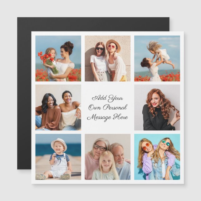 Create Your Own 8 Photo Collage Magnetic Card (Front/Back)