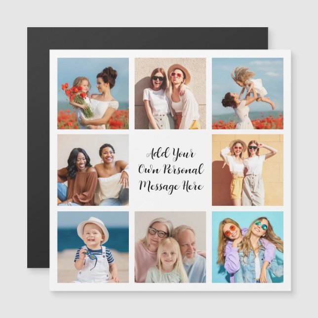 Create Your Own 8 Photo Collage Magnetic Card (Front/Back)
