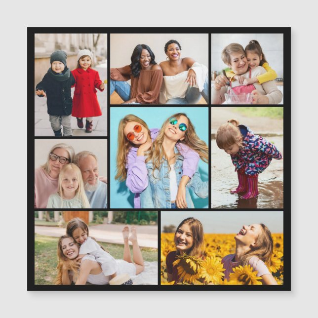 Create Your Own 8 Photo Collage Magnetic Card (Front)
