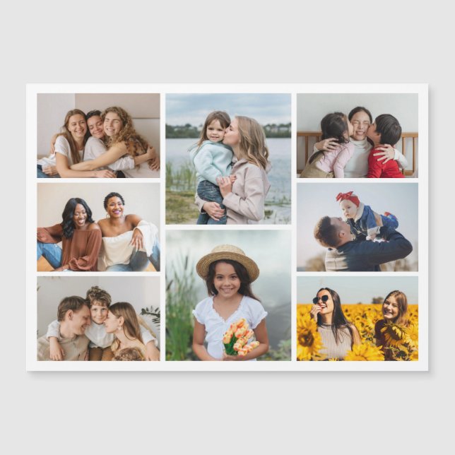 Create Your Own 8 Photo Collage Magnetic Card (Front)