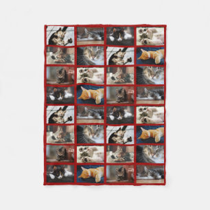 Create Your Own 8 Photo Collage on Dark Red Fleece Blanket