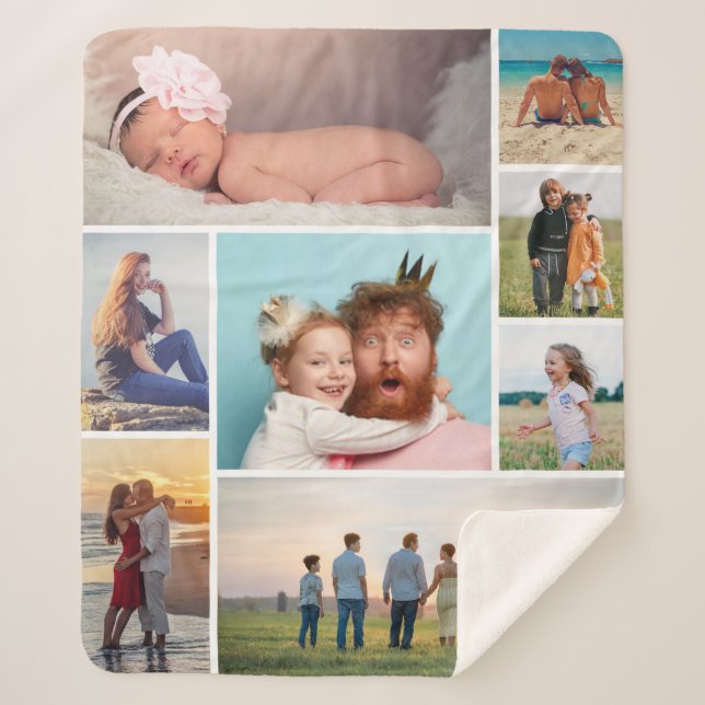 Create Your Own 8 Photo Collage Sherpa Blanket (Front)