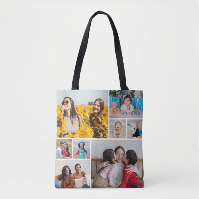 Create Your Own 8 Photo Collage Tote Bag (Front)