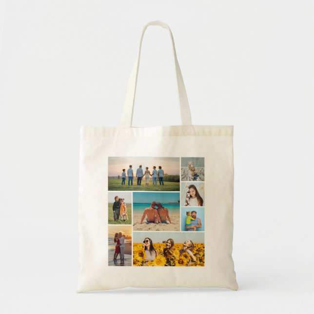 Create Your Own 8 Photo Collage Tote Bag (Front)