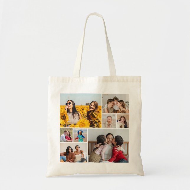 Create Your Own 8 Photo Collage Tote Bag (Front)
