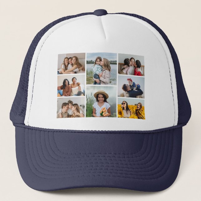 Create Your Own 8 Photo Collage Trucker Hat (Front)