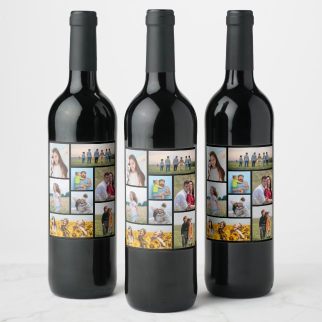 Create Your Own 8 Photo Collage Wine Label (Bottles)