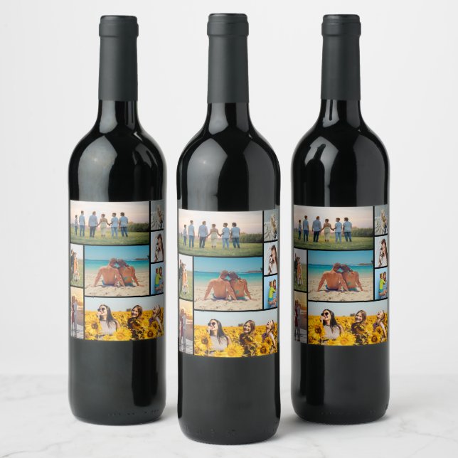 Create Your Own 8 Photo Collage Wine Label (Bottles)