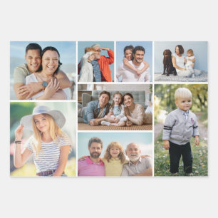 Create Your Own 8 Photo Collage  Wrapping Paper Sheet