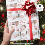 Create Your Own 8 Photo Custom Greeting and Colour Wrapping Paper<br><div class="desc">Create your own personalised, custom greeting and choice of colour repeating photo collage Christmas novelty wrapping paper featuring this easy-to-upload photo collage template with 8 pictures in various shapes and sizes, both horizontal and vertical, to accommodate a wide variety of photo subjects in a repeating pattern, the suggested greeting MERRY...</div>