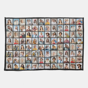 Create Your Own 96 Photo Collage Editable Colour Tea Towel