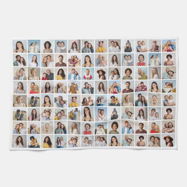 Create Your Own 96 Photo Collage Tea Towel (Horizontal)
