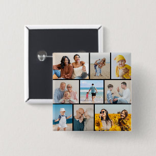 Create Your Own 9 Photo Collage 15 Cm Square Badge
