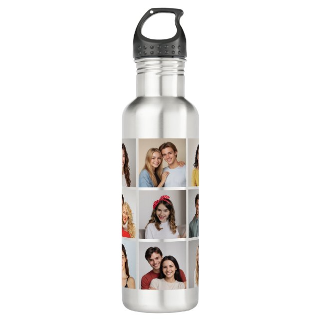 Create Your Own 9 Photo Collage 710 Ml Water Bottle (Front)