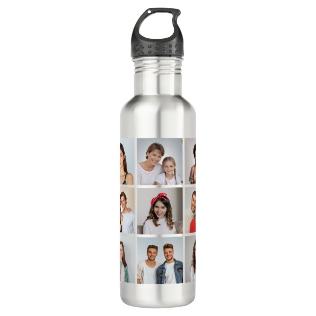 Create Your Own 9 Photo Collage 710 Ml Water Bottle (Front)