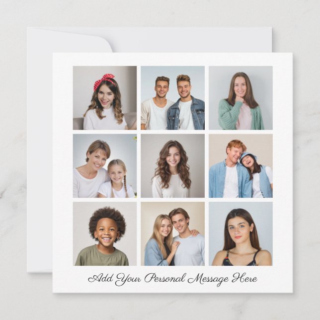 Create Your Own 9 Photo Collage Add Greeting Card (Front)