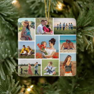 Create Your Own 9 Photo Collage Ceramic Ornament