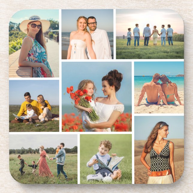 Create Your Own 9 Photo Collage Coaster (Front)