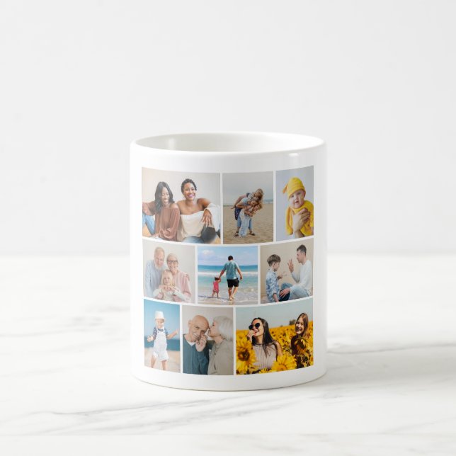 Create Your Own 9 Photo Collage Coffee Mug (Center)