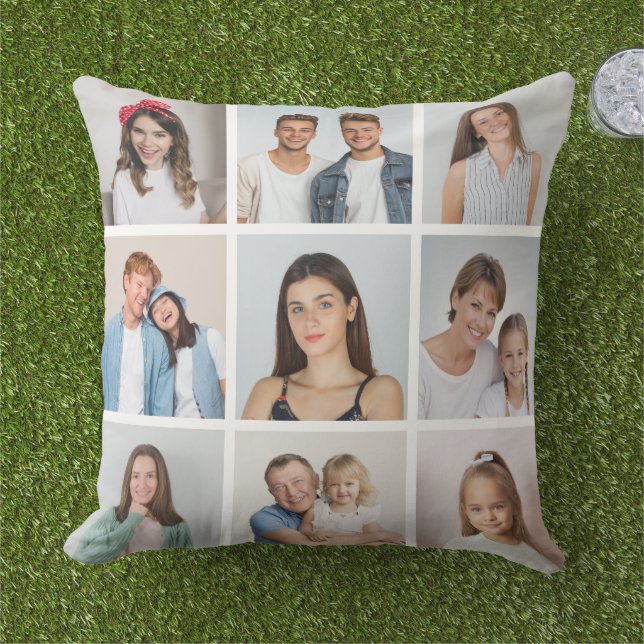 Create Your Own 9 Photo Collage Cushion (Grass)