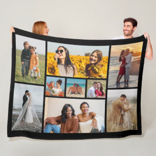 Create Your Own 9 Photo Collage Fleece Blanket
