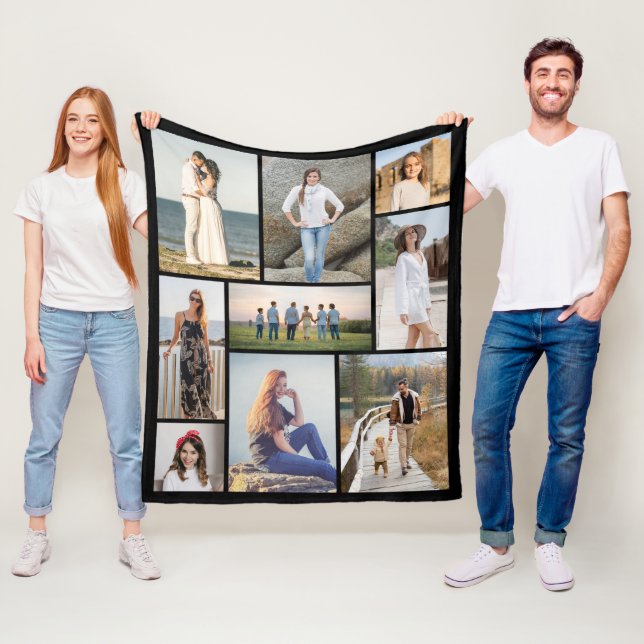 Create Your Own 9 Photo Collage Fleece Blanket (In Situ)