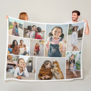Create Your Own 9 Photo Collage Fleece Blanket