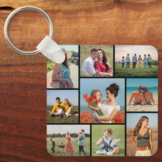 Create Your Own 9 Photo Collage Key Ring (Front)