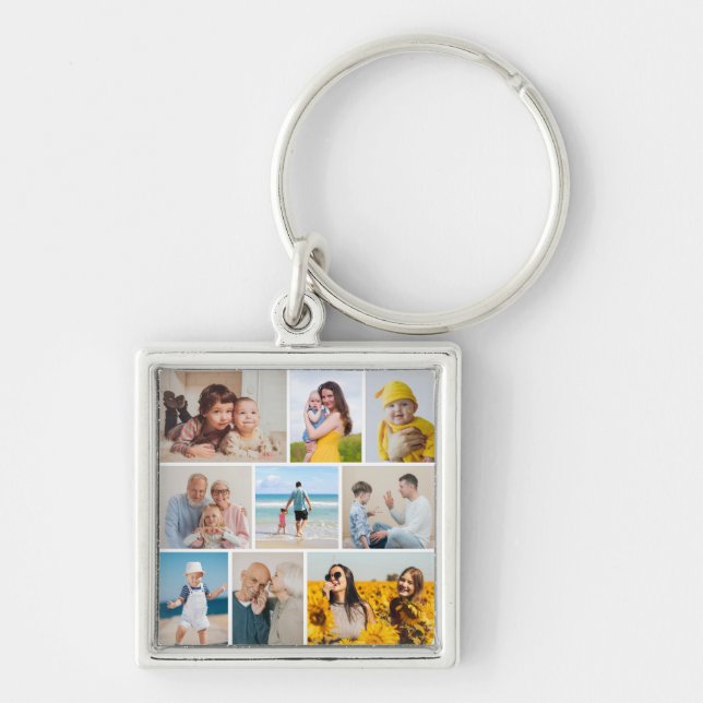 Create Your Own 9 Photo Collage Key Ring (Front)