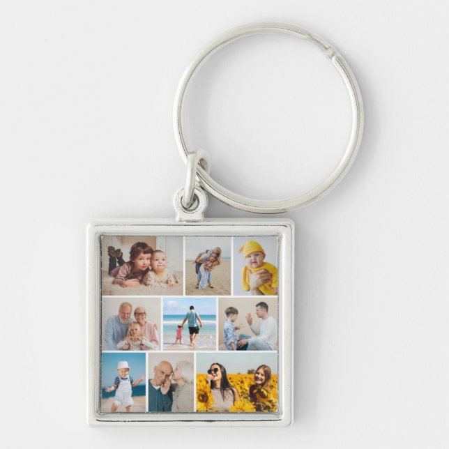 Create Your Own 9 Photo Collage Key Ring (Front)